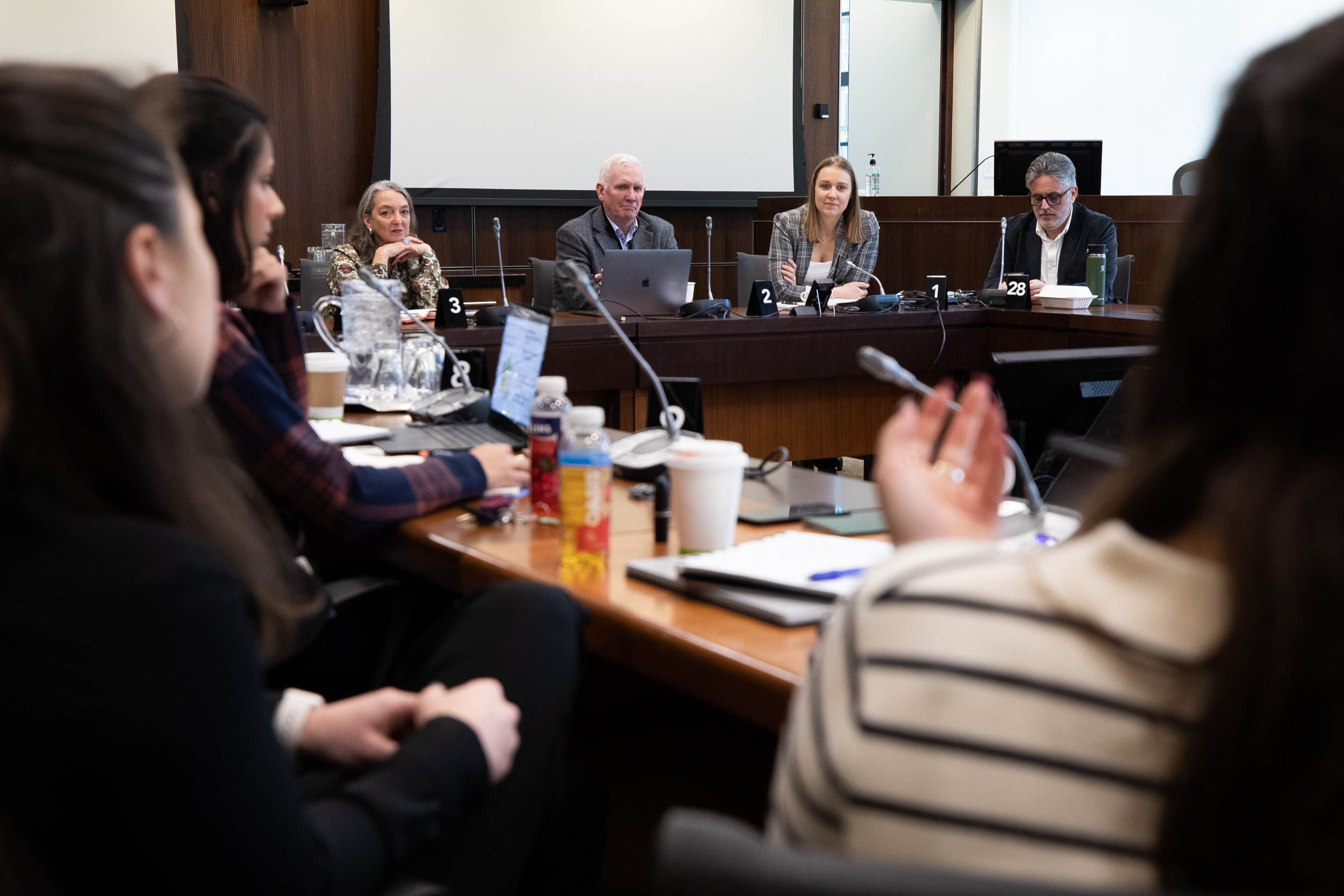 Claire at a parliamentary committee hearing